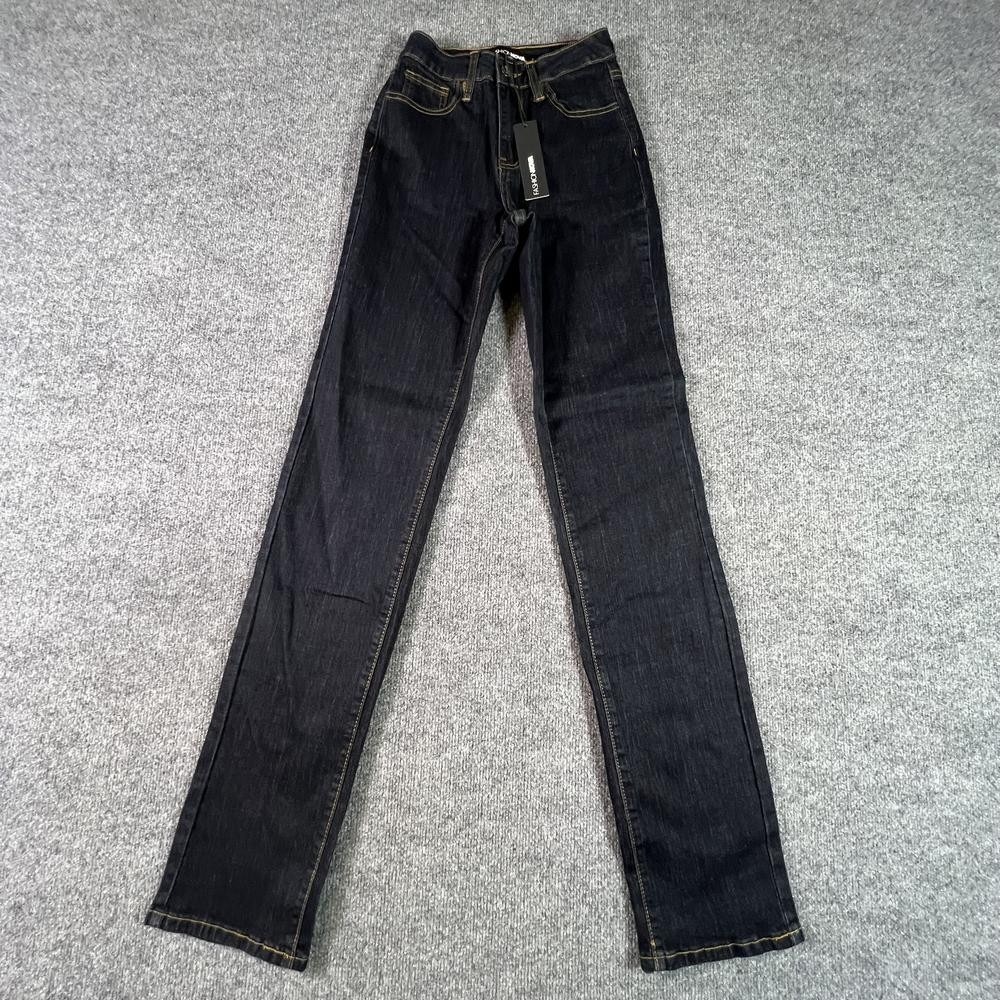 Fashion Nova Straight Jeans Womens 1 Blue Cotton Denim High Rise Stretch NWT
